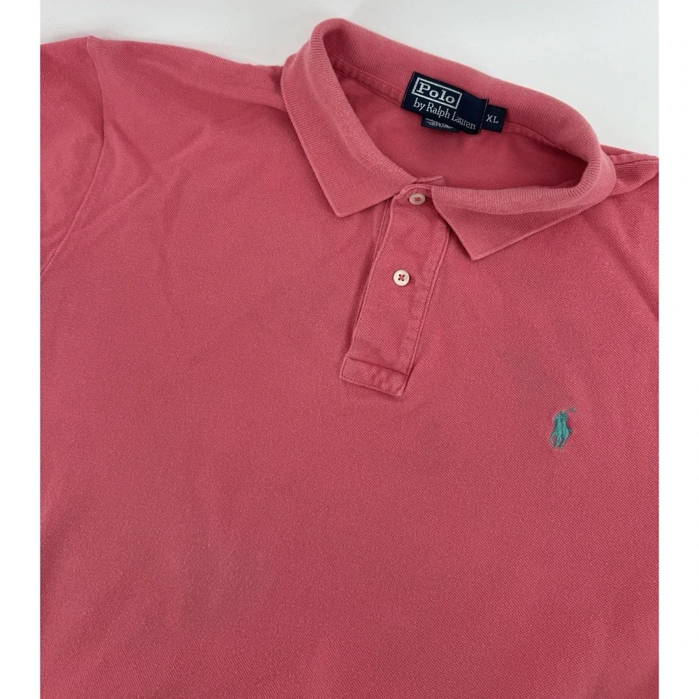 Polo‎ Ralph Lauren Men's Shirt Pink Red Short Sleeve Classic Fit Size XL
